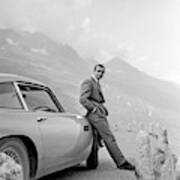 James Bond Coolly Leaning On His Aston Martin Art Print