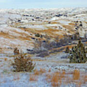 January Grasslands And Badlands Art Print