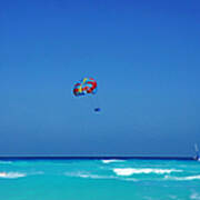 Jet Skiing And Parasailing In The Art Print