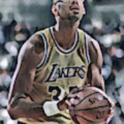 Kareem Abdul Jabbar Los Angeles Lakers Abstract Art T-Shirt by Joe