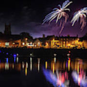 Kings Lynn Fireworks Over The River Ouse Art Print