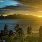 Lake Tahoe Orange Glow Art Print