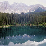 Landscape Of Carezza Lake And Latemar Art Print