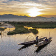 Landscape Of Sunrise On Lake Inle, Myanmar Art Print