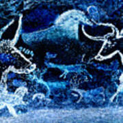 Lascaux Hall Of The Bulls - Deer Between Aurochs - Negative Art Print