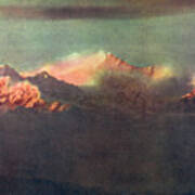 Last Rays Of Light On Kinchenjunga Art Print