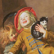 Laughing Children With A Cat, 1629 Art Print