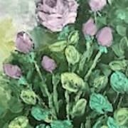 Lavender Roses - 9x11 Oil On Canvas Board By Hyacinth Paul Art Print