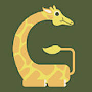 Letter G - Animal Alphabet - Giraffe Monogram Art Print