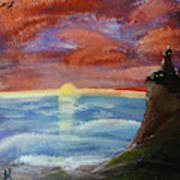 Lighthouse At Dawn Art Print