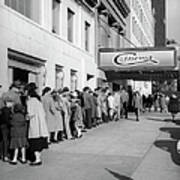 Line At Movie Theatre, Nyc Vintage Art Print