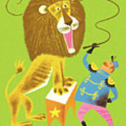 Lion Tamer And Lion Art Print
