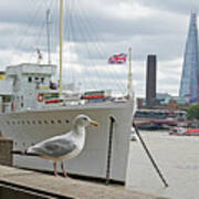 London Seagull On The Thames River London Uk United Kingdom Art Print