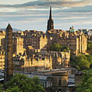 Looking Down At Edinburgh As The Sun Art Print