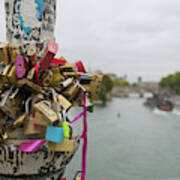 Love Locks Overlook The Seine Art Print