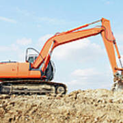 Low Angle View Of Construction Excavator Art Print