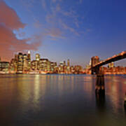 Lower Manhattan And The Brooklyn Bridge Art Print