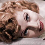 Lucille Ball Lying On Silk Art Print