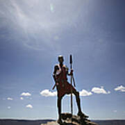 Maasai Man Standing On Top Of Rock Art Print
