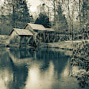 Mabry Mill Landscape Along The Virginia Blue Ridge Parkway - Sepia Art Print