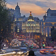 Madrid, View Of Calle De Alcala Art Print
