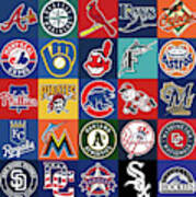 Major League Baseball Background Logo Teams Art Print