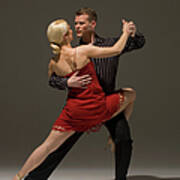 Man And Woman Dancing Tango Art Print