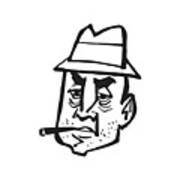 Man In Hat Smoking Cigar Art Print