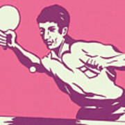 Man Playing Ping Pong Art Print