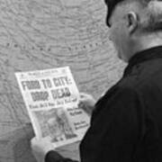 Man Reading Newspaper Headline Art Print