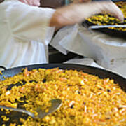 Man Serving Paella, With Noodle Paella Art Print