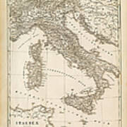 Map Italy 1840 Art Print