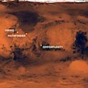 Mars Mission Landing Sites Art Print