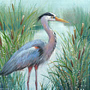 Marsh Heron I Art Print