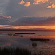 Marshland Sunset With Reflections The Island Line Trail Vermont Panorama Art Print