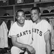 Mays, Monte Irvin Embracing In Dressing Art Print