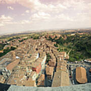 Medieval Old Siena Panorama, Aerial View Art Print