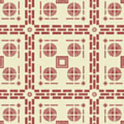 Mediterranean Pattern 8 - Tile Pattern Designs - Geometric - Red - Ceramic Tile - Surface Pattern Art Print