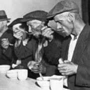 Men Eating Soup During Great Depression Art Print