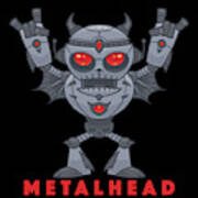 Metalhead - Heavy Metal Robot Devil - With Text Art Print