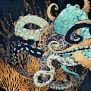 Metallic Octopus Ii Art Print