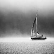 Mist Rising And Sail Boat, Coniston Water Art Print