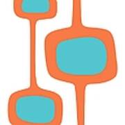 Mod Pod Three In Turquoise And Orange Art Print