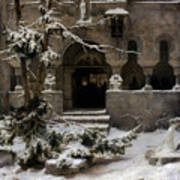Monastery Garden In Snow. Artist Art Print