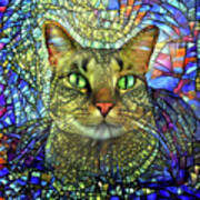 Monet The Stained Glass Tabby Cat Art Print