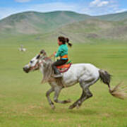 Mongolia, Naadam Festival, Horse Racing Art Print