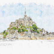 Mont-saint-michel #watercolor #sketch #mont-saint-michel #france Art Print