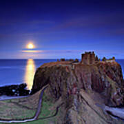 Moonrise Dunnottar Castle Aberdeenshire Art Print