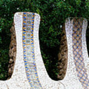 Mosaic Details On A Wall, Park Guell Art Print