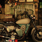 Motorcycle In An Auto Repair Shop Art Print